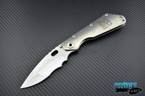 custom Mick Strider SMC SMF knife, titanium scales, MSC graphic, nightmare grind