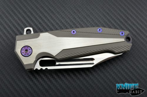 custom Andre De Villiers The Beast knife, ADV tactical, titanium scales, purple anodized hardware, s35vn blade steel