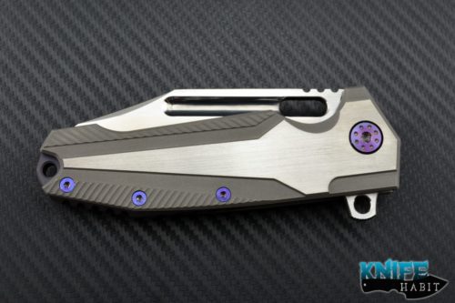 custom Andre De Villiers The Beast knife, ADV tactical, titanium scales, purple anodized hardware, s35vn blade steel