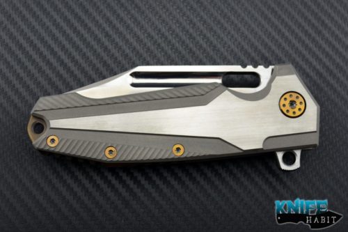 custom Andre De Villiers The Beast knife, ADV tactical, titanium scales, gold anodized hardware, s35vn blade steel