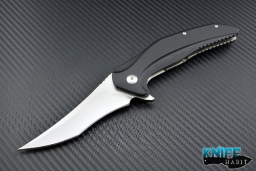 mid-tech Jason Brous Blades Vendetta knife, black g10 scales, satin blade finish, D2 blade steel,
