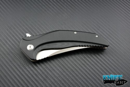 mid-tech Jason Brous Blades Vendetta knife, black g10 scales, satin blade finish, D2 blade steel,
