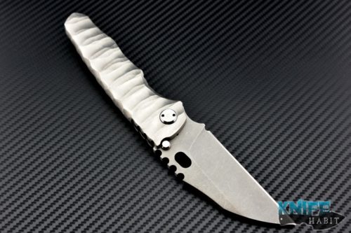 custom Dalibor Bergam Knives Castor Integral knife, acid wash 3V blade steel, sculpted scales