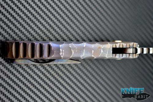 custom Dalibor Bergam Draco Integral knife, anodized sculpted scales, 3V blade steel