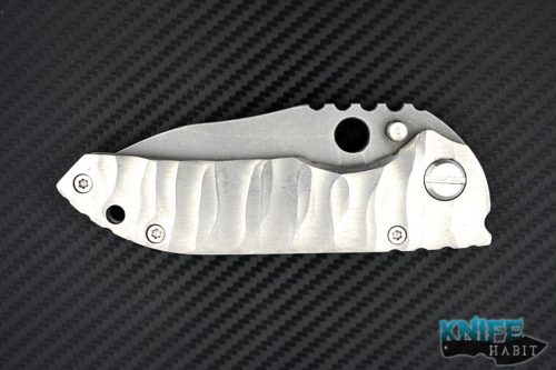 custom Dalibor Bergam Knives Sirus Knife, acid wash blade, 3V blade steel, sculpted handle scales