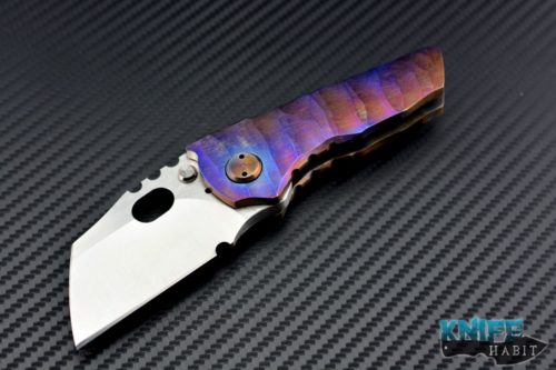 custom Dalibor Bergam Knives Pollux Integral 3V blade steel, blue purple anodized