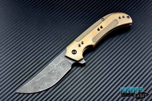 custom David Mosier Sean Kendrick collaboration knife, acid wash blade, milled scales