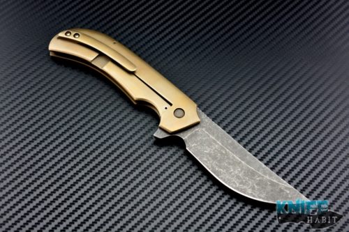 custom David Mosier Sean Kendrick collaboration knife, acid wash blade, milled scales