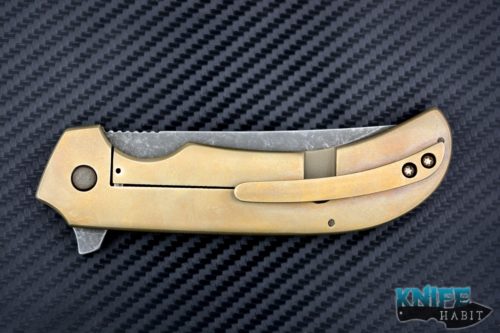 custom David Mosier Sean Kendrick collaboration knife, acid wash blade, milled scales