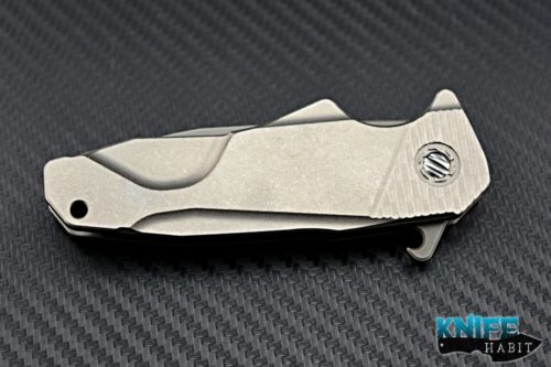 custom GTC 3FF BOF knife, titanium scales, timascus clip