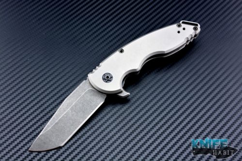 custom Jake Hoback A8 knife, acid washed blade