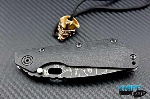 custom Mick Strider MSC SMF The Captain knife, Starlingear artwork on blade, titanium scales, bead