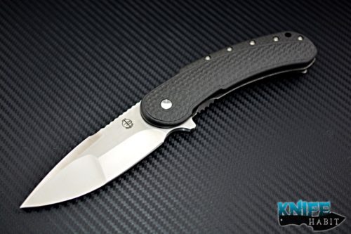 custom Todd Begg Field Grade Bodega knife, reverse compound grind satin blade, black g10 titanium scales