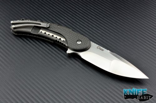 custom Todd Begg Field Grade Bodega knife, reverse compound grind satin blade, black g10 titanium scales