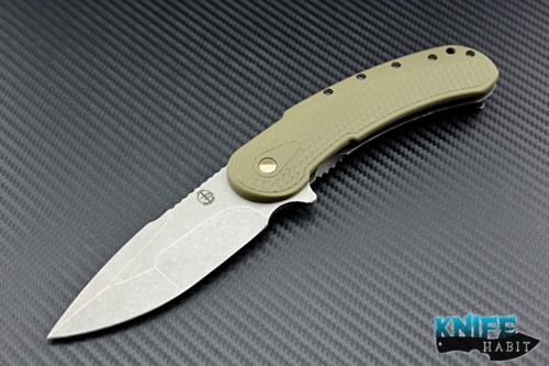 custom Todd Begg Field Grade Bodega, titanium and green g10 scales, n690 blade steel stonewashed tempered compound grind
