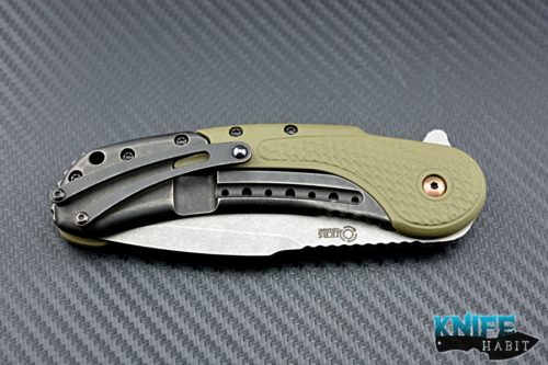 custom Todd Begg Field Grade Bodega, titanium and green g10 scales, n690 blade steel stonewashed tempered compound grind