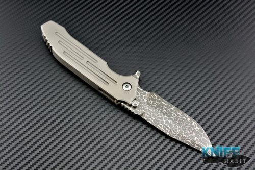 custom Peter Rassenti SNAFU lizard damascus blade steel, milled scales