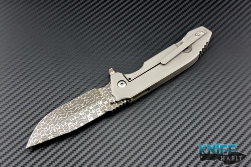 custom Peter Rassenti SNAFU lizard damascus blade steel, milled scales