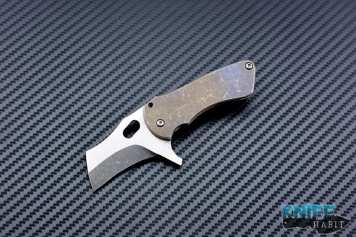 custom Toxic Blades Eagle Eye #3 knife, timascus clip, stone washed flame ano scales, dual tone blade