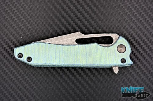 custom gavko knives small mako knife for sale, sculpted titanium green anodized handle