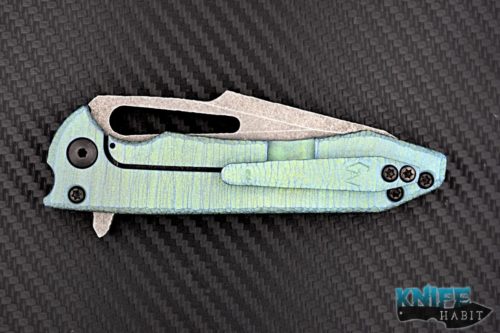 custom gavko knives small mako knife for sale, sculpted titanium green anodized handle