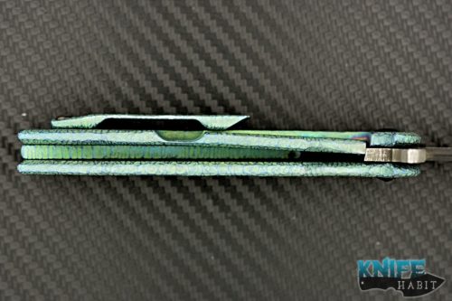 custom gavko knives small mako knife for sale, sculpted titanium green anodized handle