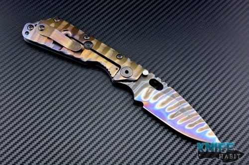 mick strider customs MSC SMF full custom knife, flame anodized titanium blade, flame anodized titanium sculpted handle