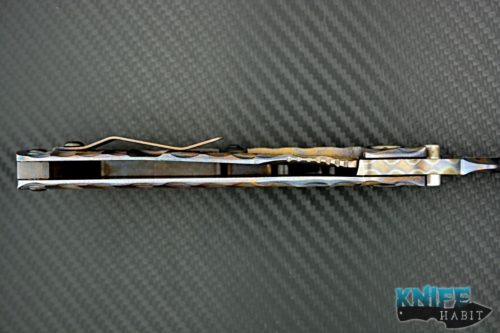 mick strider customs MSC SMF full custom knife, flame anodized titanium blade, flame anodized titanium sculpted handle