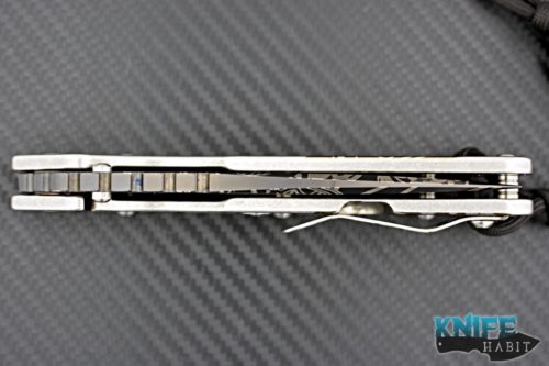 custom mick strider msc smf starlingear slickster grenade knife, milled full titanium handle, starlingear graphics, bead, custom sheath