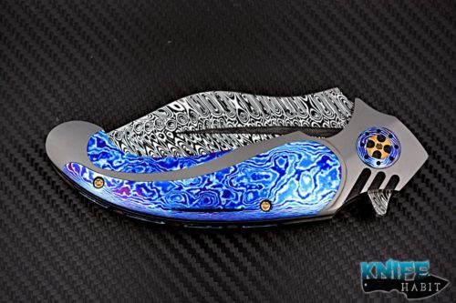 custom ronald best knives fatty knife, timascus & zirconium handle scales, timascus clip, damascus blade steel