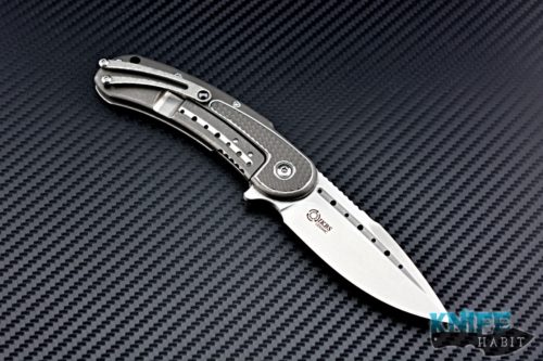 todd begg knives mini bodega for sale, stonewashed titanium, s35vn blade steel fluted hollow grind