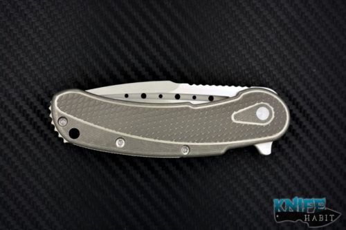 todd begg knives mini bodega for sale, stonewashed titanium, s35vn blade steel fluted hollow grind