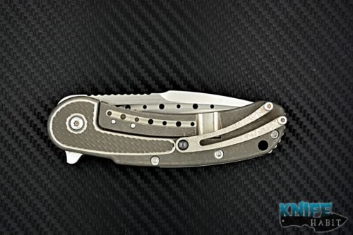 todd begg knives mini bodega for sale, stonewashed titanium, s35vn blade steel fluted hollow grind