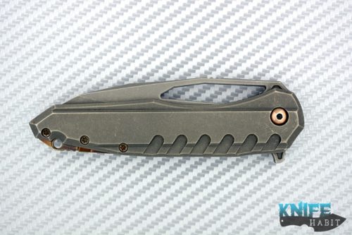 custom D.C. Munroe sigil MK3 knife, cpm s90v blade steel, flat taper grind, titanium frame, ti conductor stabilizer