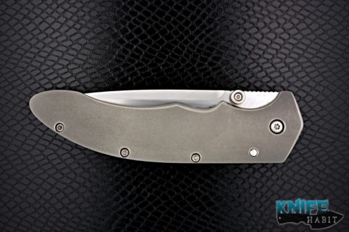 custom lee williams folder knife, stonewashed titanium frame, satin finish, s30v blade steel