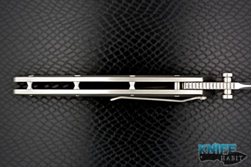 custom lee williams folder knife, stonewashed titanium frame, satin finish, s30v blade steel