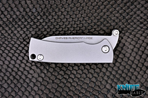 mid-tech ramon chaves american made redencion friction folder knife, s35vn blade steel, skull pocket clip, bead blasted titanium frame