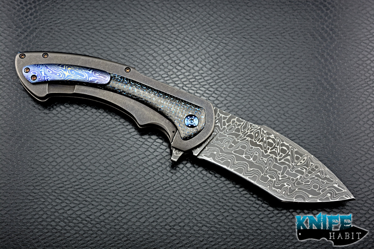 Rick Barrett Full Fallout Damascus Blue Mylar LSCF & Timascus