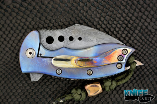 custom alistair bastian hornet knife,, mosaic damascus blade steel
