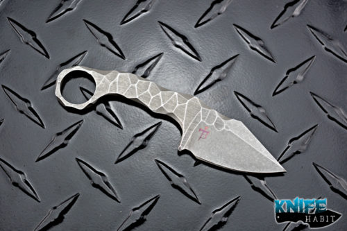 custom borka blades mfr neck knife, sculpted flats, stonewashed finish, carbon fiber sheath