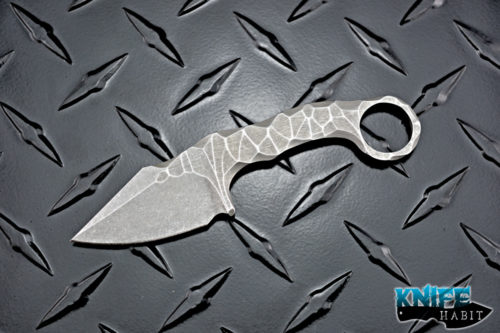 custom borka blades mfr neck knife, sculpted flats, stonewashed finish, carbon fiber sheath