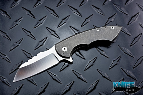 custom brad blount jbb milliwatt knife, tumbled titanium frame, satin blade finish