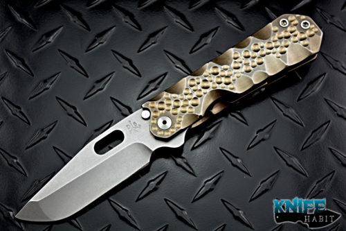 custom dsk tactical gf-1 knife, gold anodized, milled titanium frame, cpm 154 blade steel