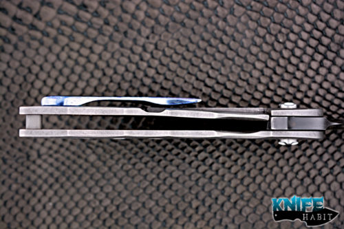 custom jeff vandermeulen tanto homicide #2 knife, acid washed, w2 blade steel, tumbled titanium frame, mokuti clip