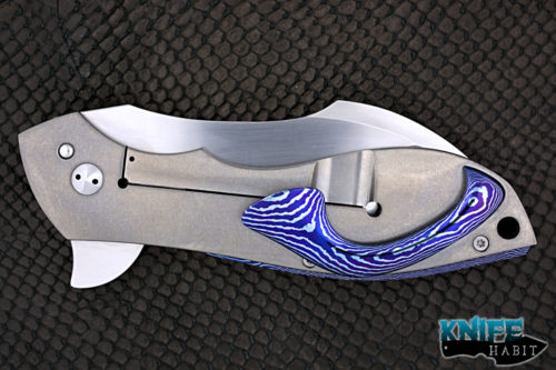 custom jeremy marsh vanquish xl knife, hand rubbed satin finish, titanium stonewashed handle, mokuti clip and 3d backspacer
