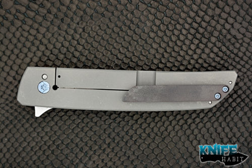 custom pohan leu hamachi flipper knife, superconductor bolster, carbon fiber, tanto grind s35vn blade steel, zirconium clip,