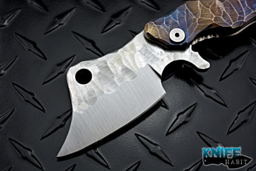 custom andy apeiron deluxe ganondorf flipper knife, anodized sculpted titanium