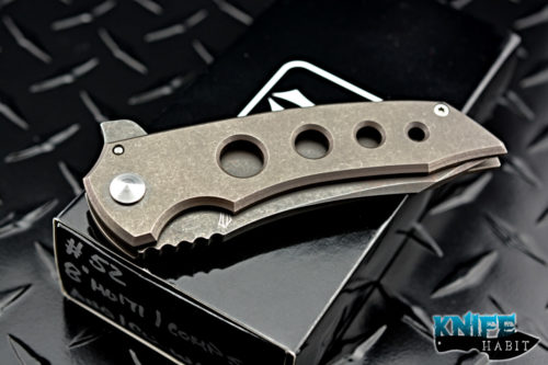 custom jeremy marsh mac rockstar knife, acid copper wash, multi-grind blade