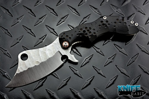 custom andy apeiron ganondorf flipper knife, black g10, mokuti clip