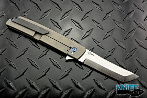 custom pohan leu hamachi flipper knife, zircuti bolster, carbon fiber, titanium framelock, zirconium clip, s35vn blade steel